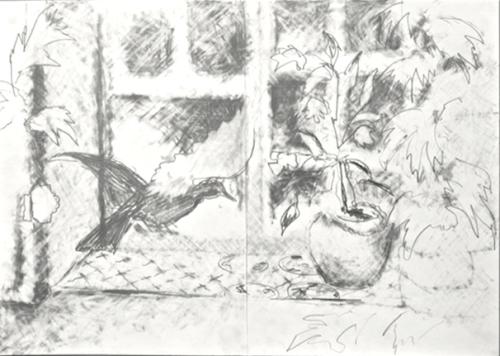 A raven from 'Anguish' 1878 by A.Schenck visits 'The Convalescent' 1884 by F.Tattegrain